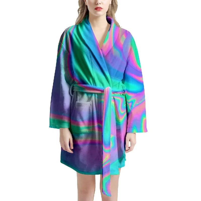 Abstract Pastel Holographic Women's Robe